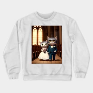 Cats Getting Married - Modern Digital Art Crewneck Sweatshirt